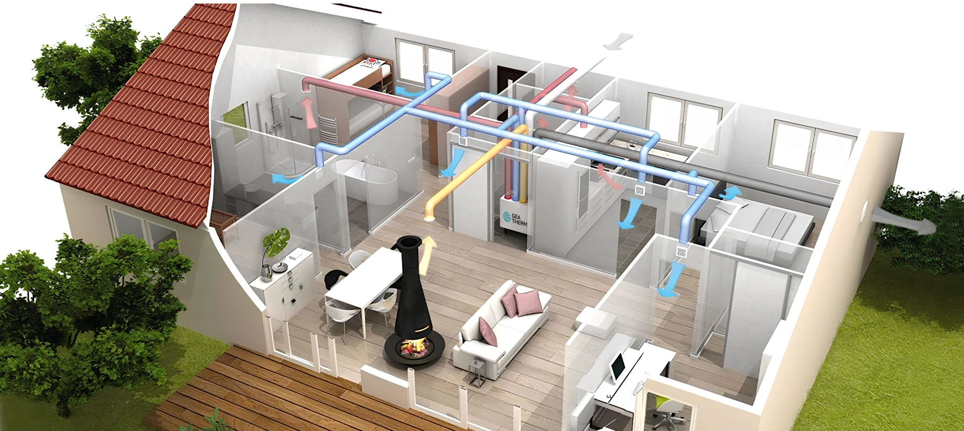 schema sistema ventilazione riscaldamento abitazione
